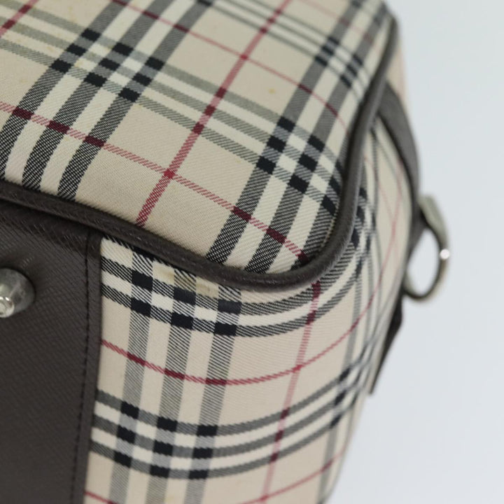 Burberry Nova Check Boston Bag Canvas Beige Auth 81664