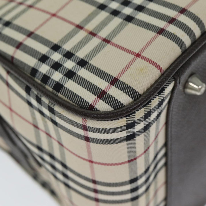 Burberry Nova Check Boston Bag Canvas Beige Auth 81664