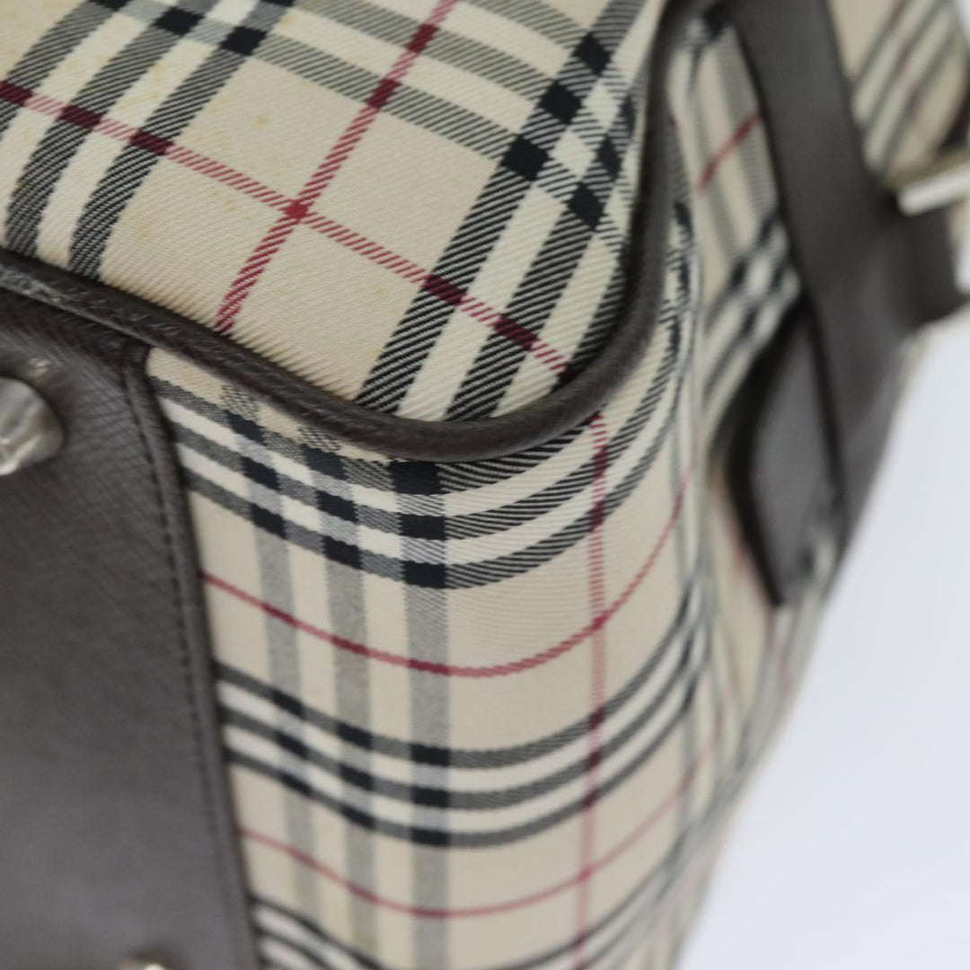 Burberry Nova Check Boston Bag Canvas Beige Auth 81664