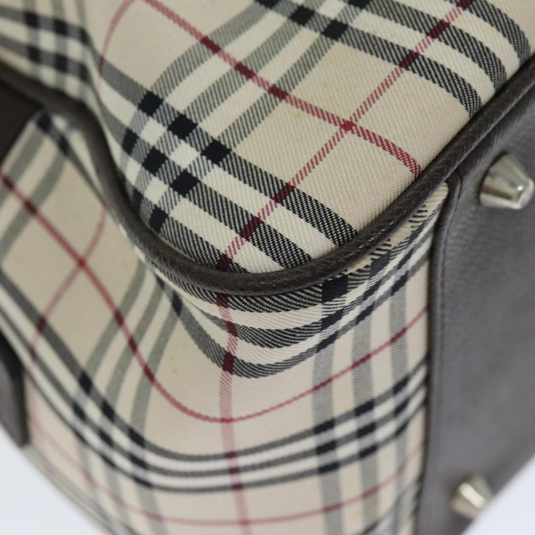 Burberry Nova Check Boston Bag Canvas Beige Auth 81664