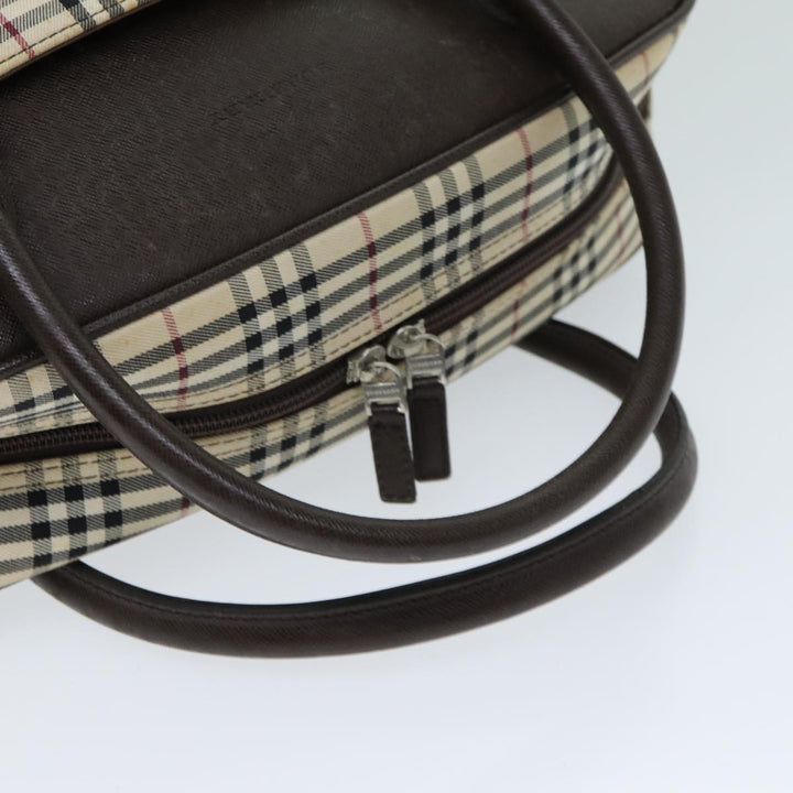 Burberry Nova Check Boston Bag Canvas Beige Auth 81664