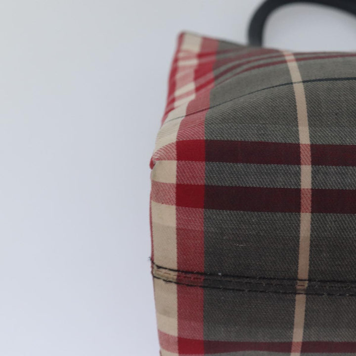 Burberry Nova Check Hand Bag Canvas Red Auth 81671