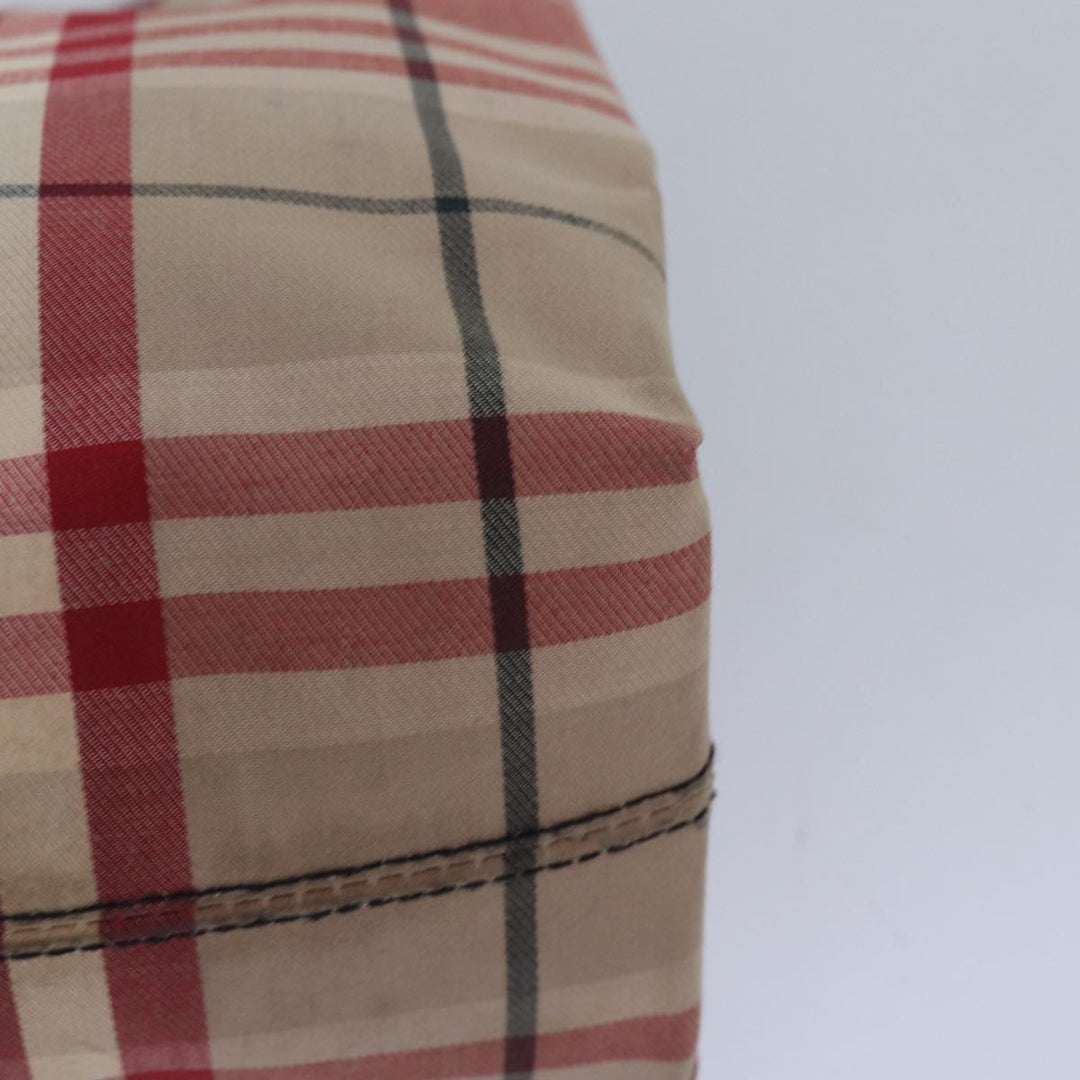 Burberry Nova Check Hand Bag Canvas Red Auth 81671