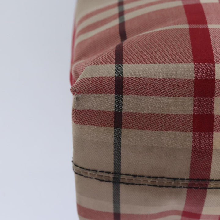 Burberry Nova Check Hand Bag Canvas Red Auth 81671