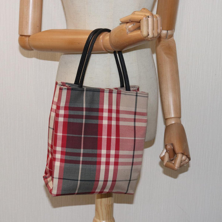 Burberry Nova Check Hand Bag Canvas Red Auth 81671