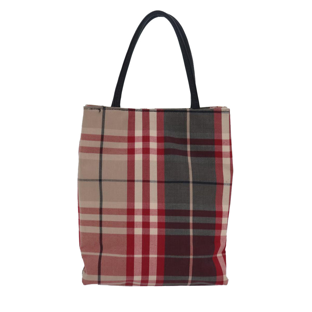 Burberry Nova Check Hand Bag Canvas Red Auth 81671