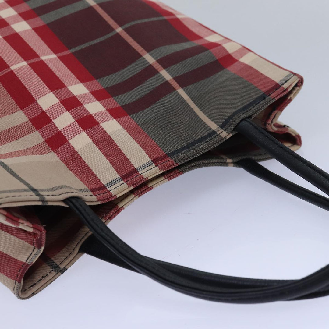 Burberry Nova Check Hand Bag Canvas Red Auth 81671
