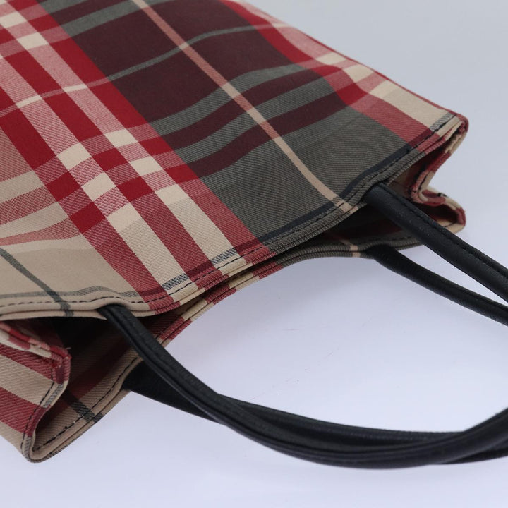 Burberry Nova Check Hand Bag Canvas Red Auth 81671