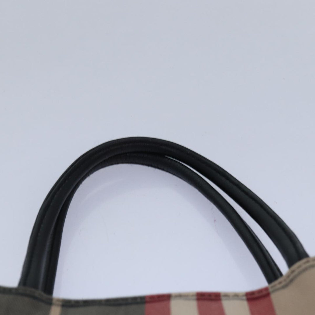 Burberry Nova Check Hand Bag Canvas Red Auth 81671