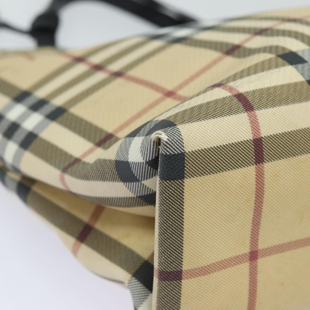 Burberry Nova Check Hand Bag PVC Leather Beige Auth 81673