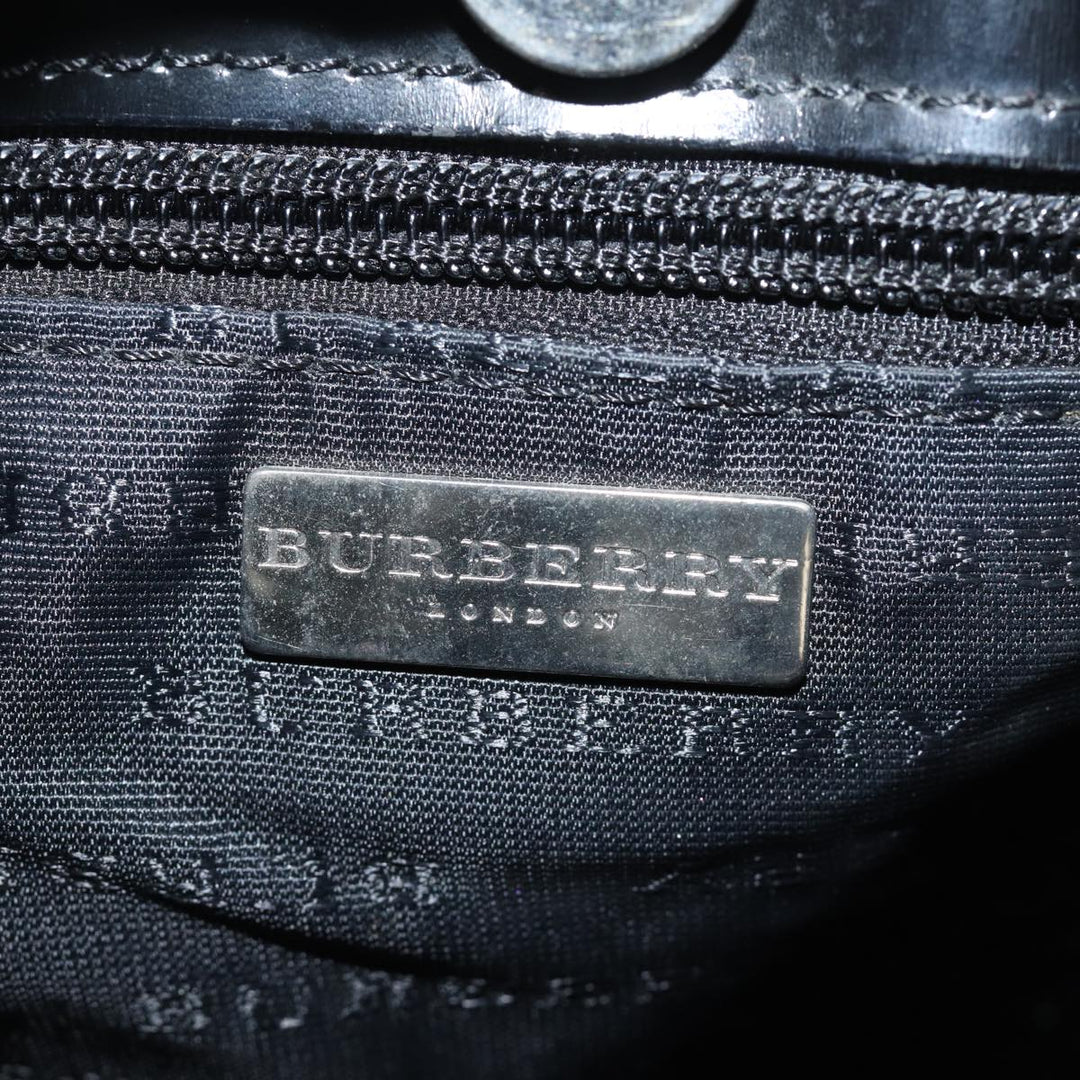 Burberry Nova Check Hand Bag PVC Leather Beige Auth 81673