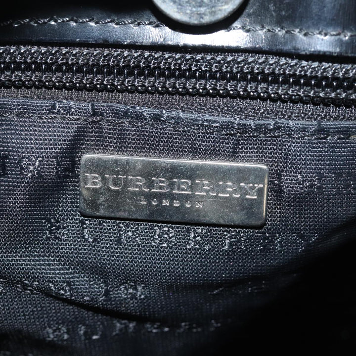Burberry Nova Check Hand Bag PVC Leather Beige Auth 81673