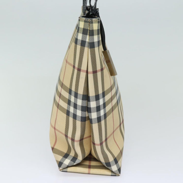 Burberry Nova Check Hand Bag PVC Leather Beige Auth 81673