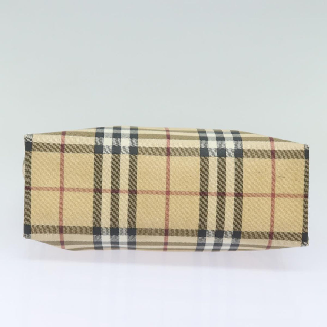 Burberry Nova Check Hand Bag PVC Leather Beige Auth 81673