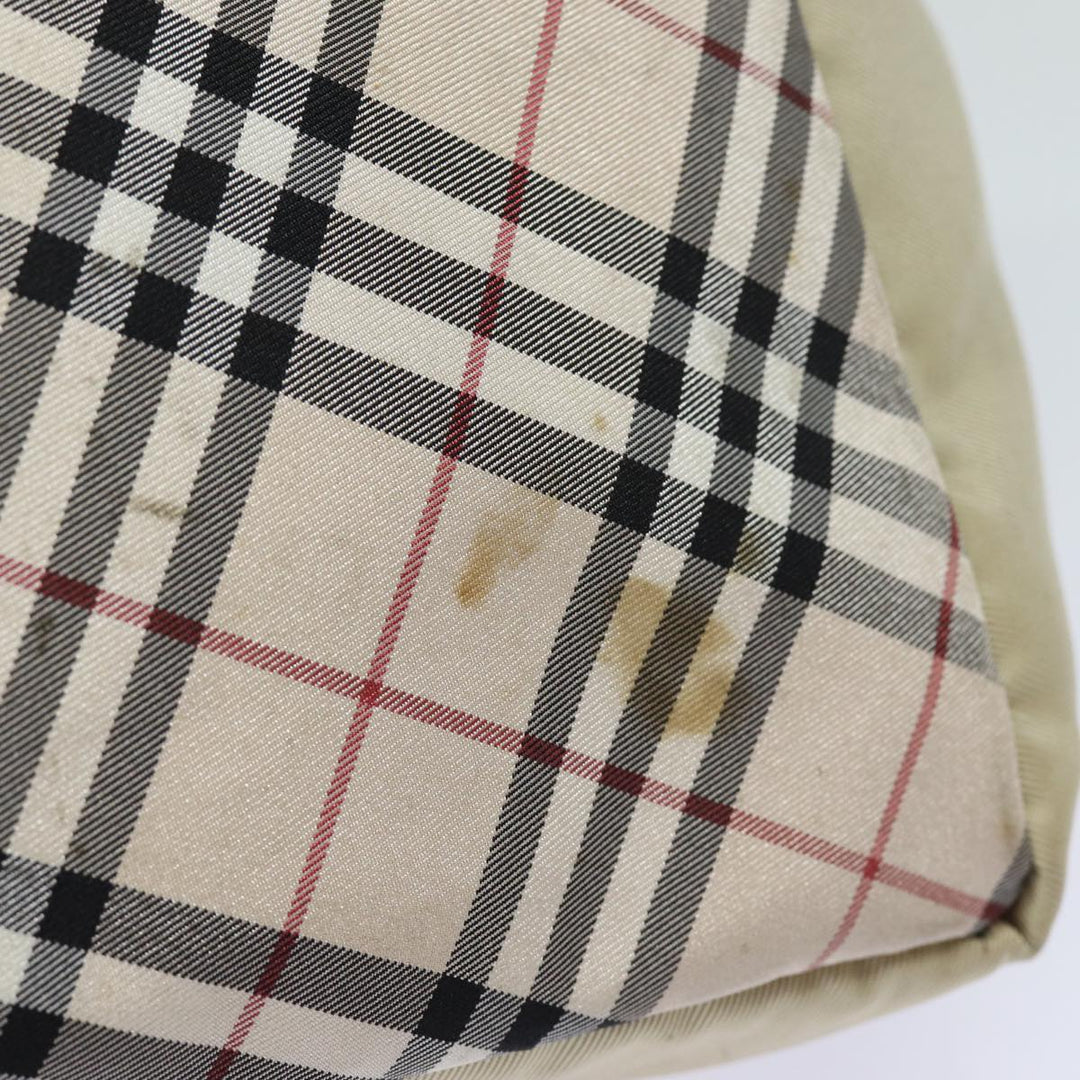 Burberry Nova Check Blue Label Hand Bag Nylon Beige Auth 81676