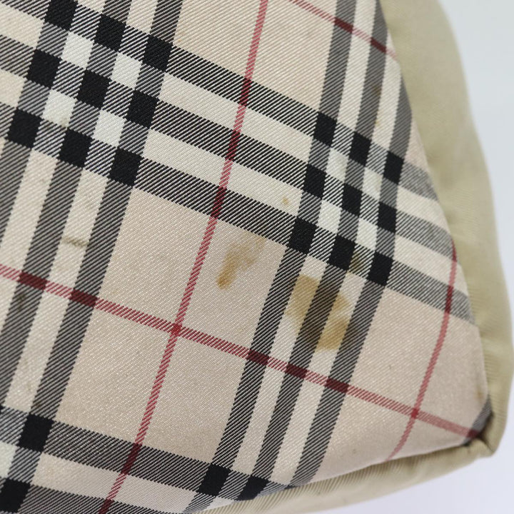 Burberry Nova Check Blue Label Hand Bag Nylon Beige Auth 81676