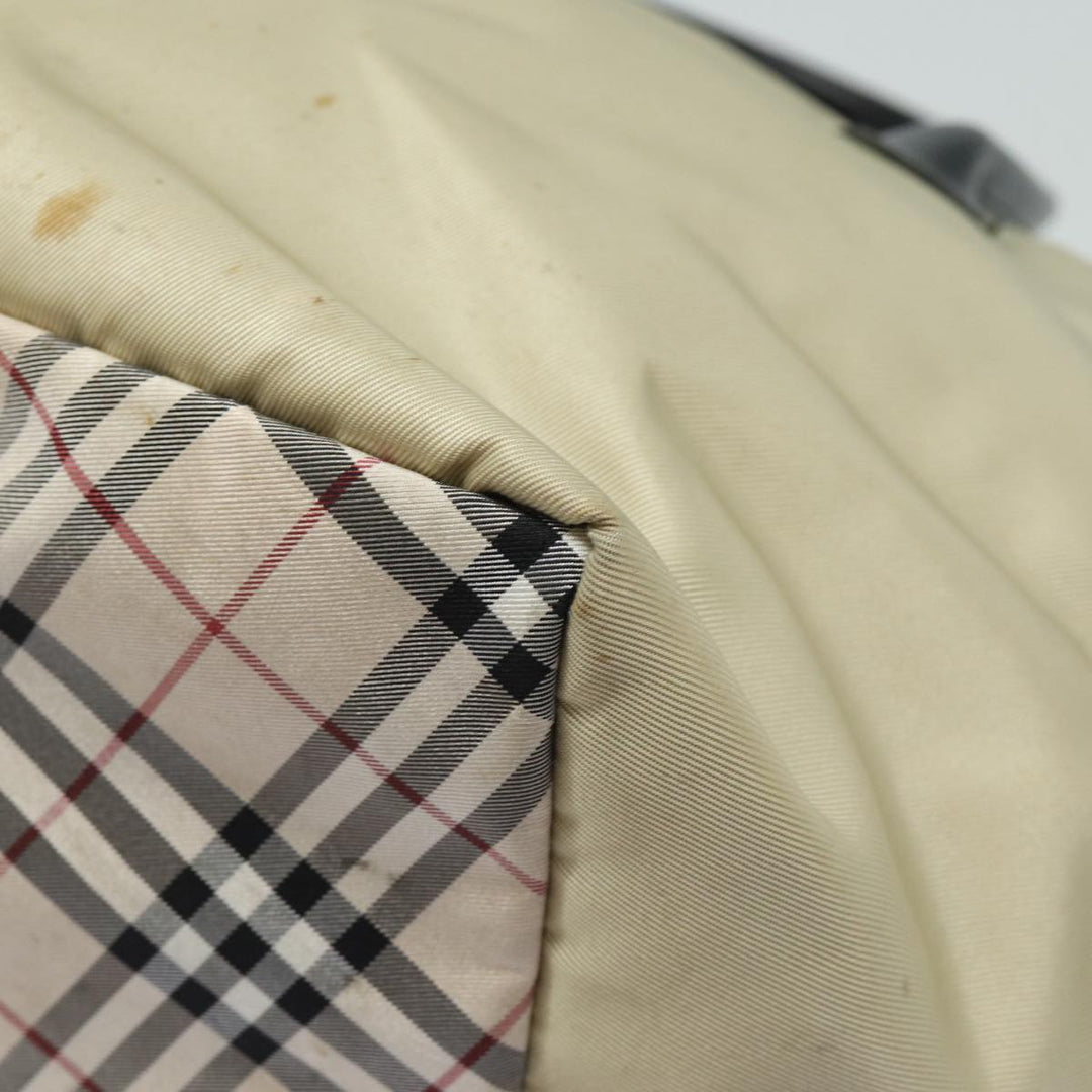 Burberry Nova Check Blue Label Hand Bag Nylon Beige Auth 81676