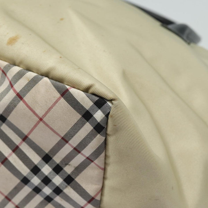 Burberry Nova Check Blue Label Hand Bag Nylon Beige Auth 81676