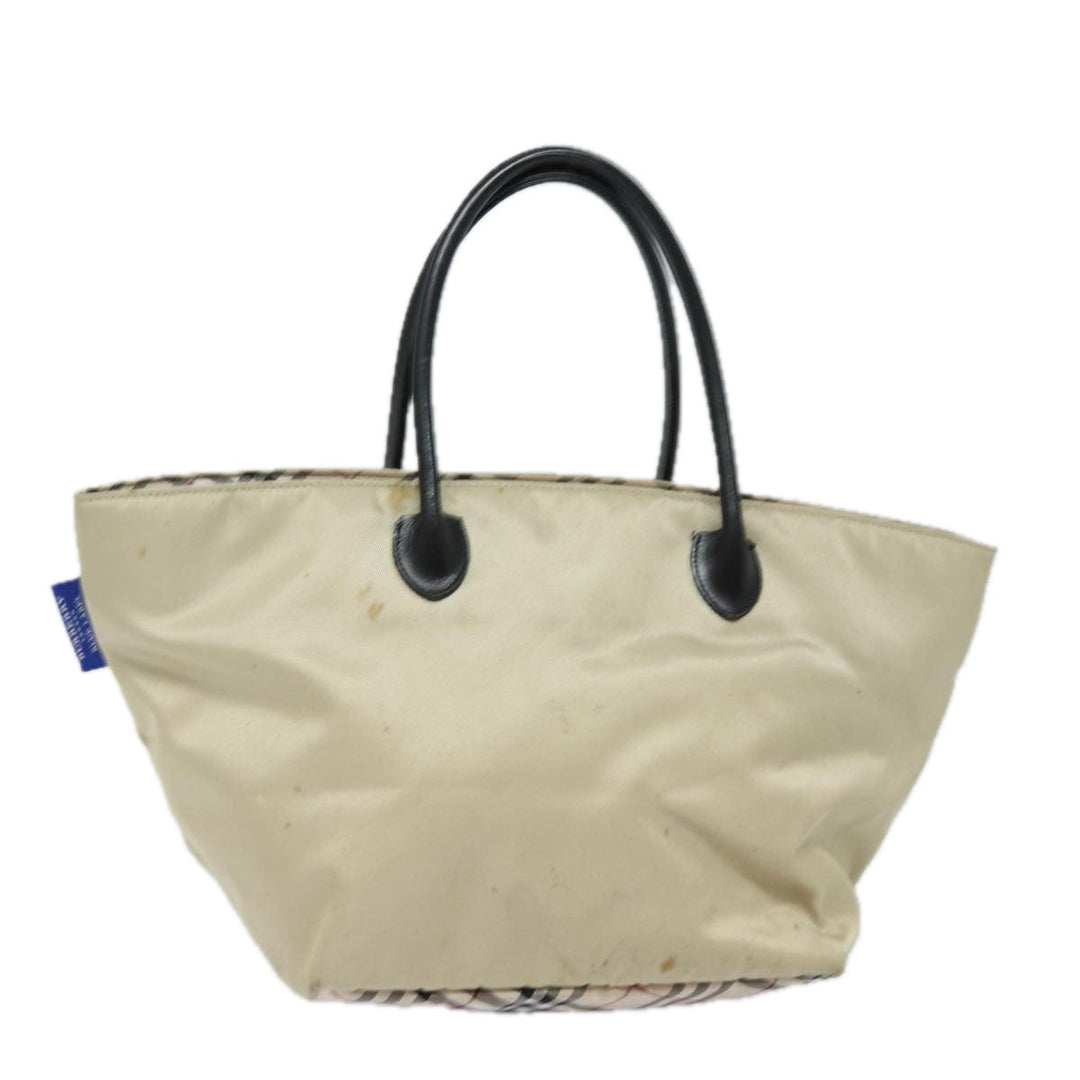 Burberry Nova Check Blue Label Hand Bag Nylon Beige Auth 81676