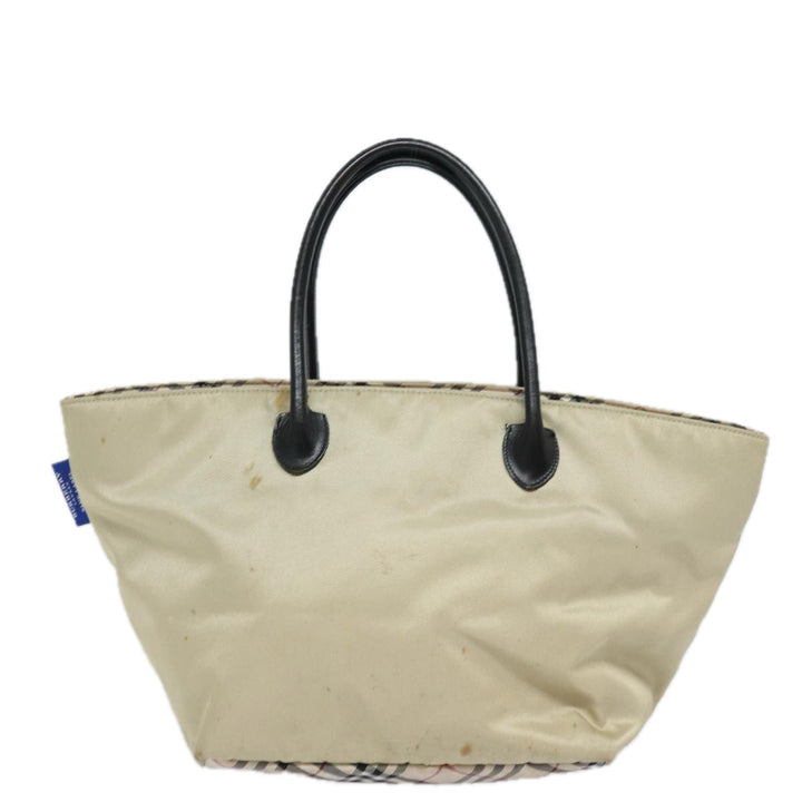 Burberry Nova Check Blue Label Hand Bag Nylon Beige Auth 81676