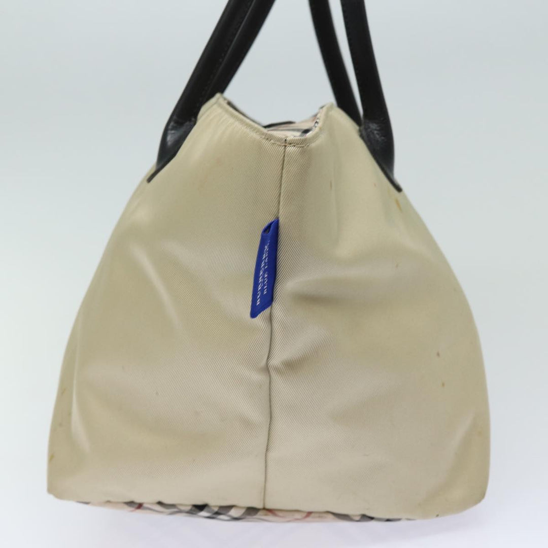Burberry Nova Check Blue Label Hand Bag Nylon Beige Auth 81676
