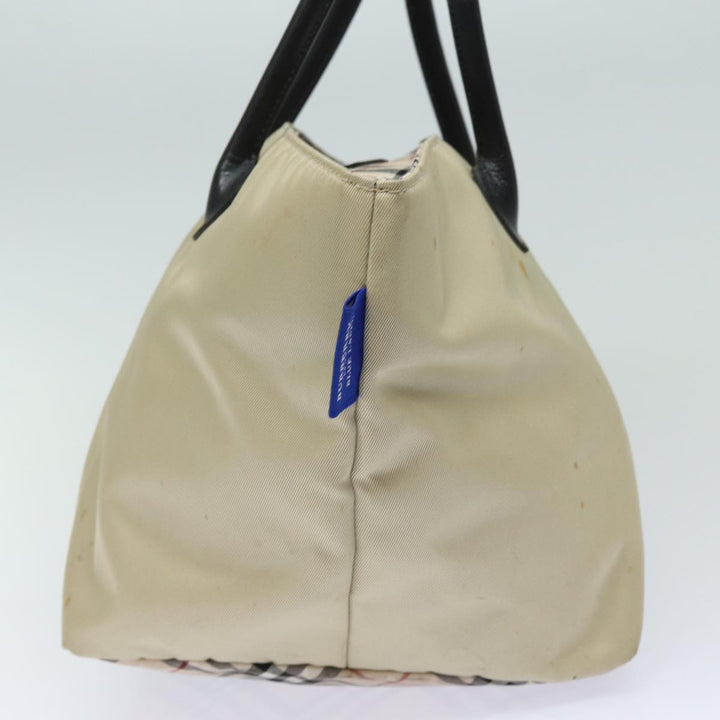 Burberry Nova Check Blue Label Hand Bag Nylon Beige Auth 81676