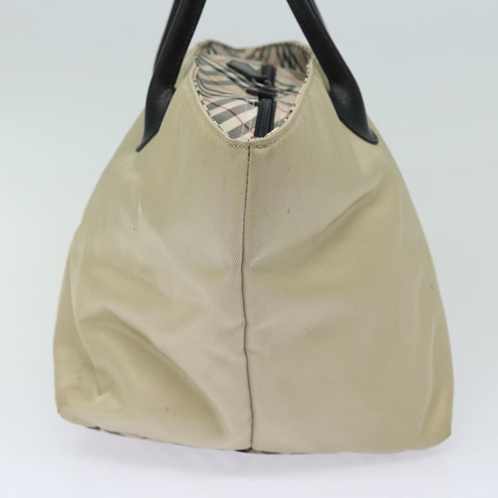 Burberry Nova Check Blue Label Hand Bag Nylon Beige Auth 81676