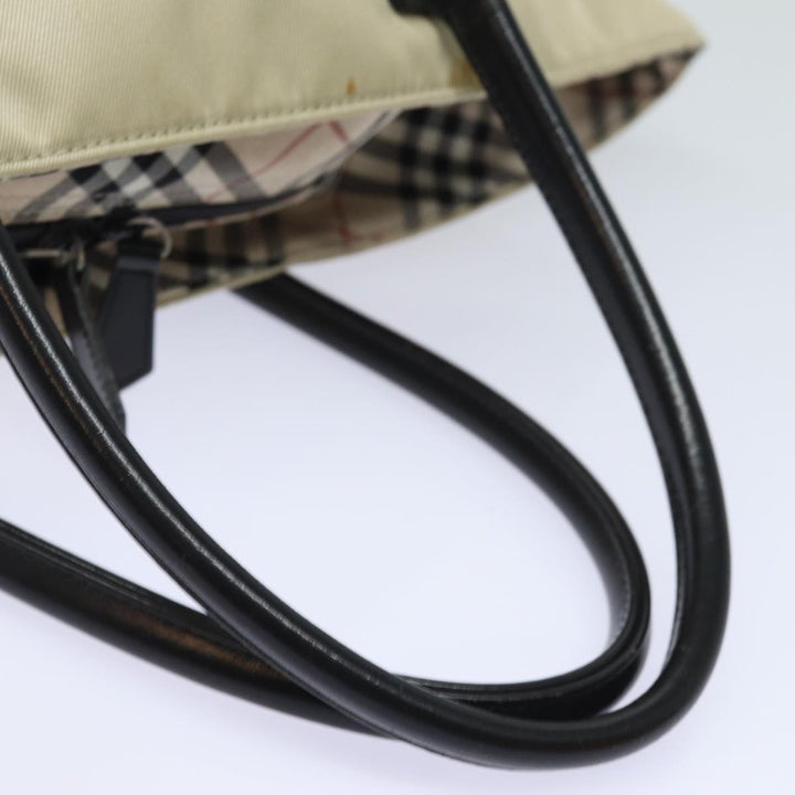 Burberry Nova Check Blue Label Hand Bag Nylon Beige Auth 81676