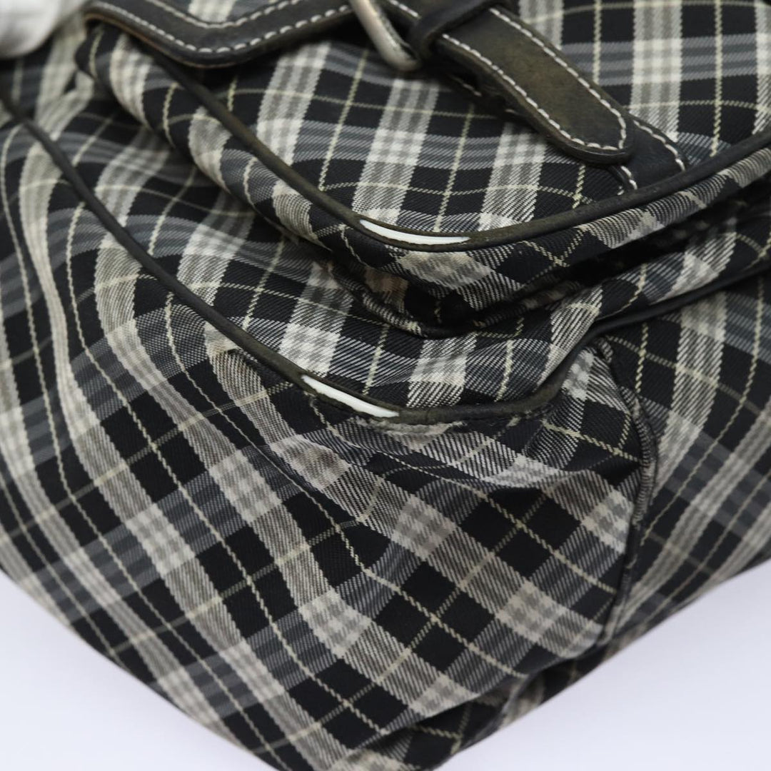 Burberry Nova Check Blue Label Shoulder Bag Canvas Black Auth 81677