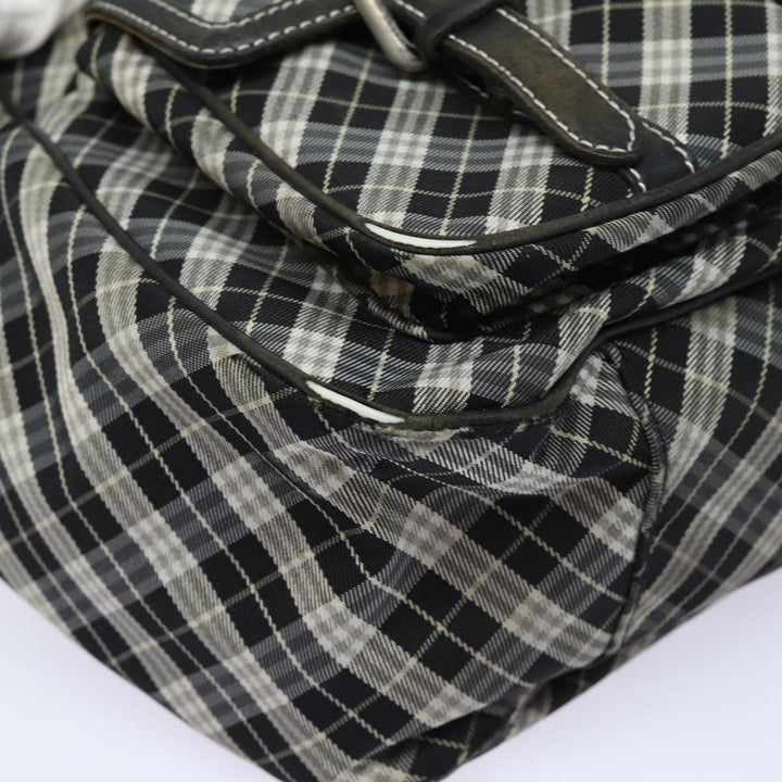 Burberry Nova Check Blue Label Shoulder Bag Canvas Black Auth 81677