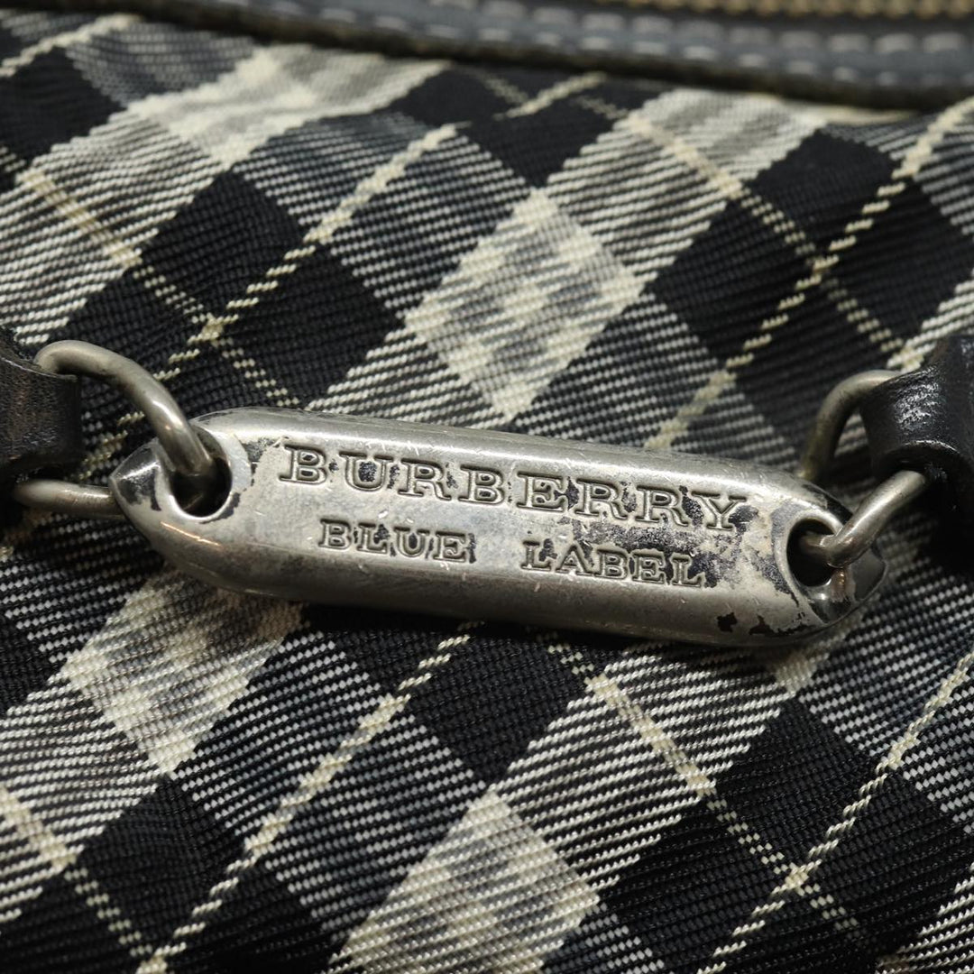 Burberry Nova Check Blue Label Shoulder Bag Canvas Black Auth 81677