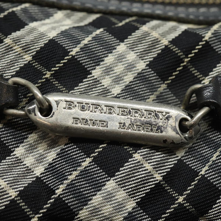 Burberry Nova Check Blue Label Shoulder Bag Canvas Black Auth 81677