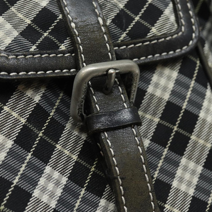 Burberry Nova Check Blue Label Shoulder Bag Canvas Black Auth 81677