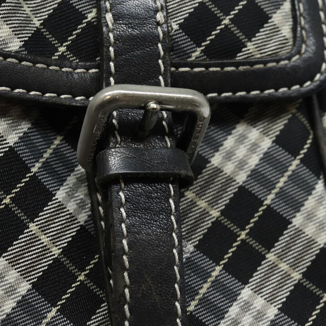 Burberry Nova Check Blue Label Shoulder Bag Canvas Black Auth 81677