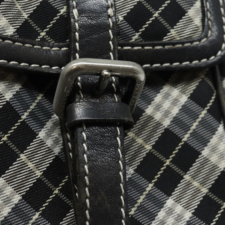 Burberry Nova Check Blue Label Shoulder Bag Canvas Black Auth 81677