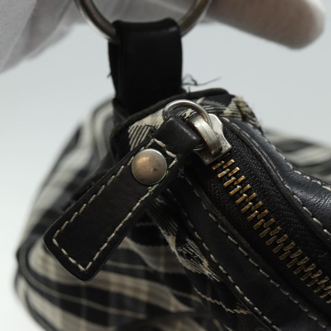 Burberry Nova Check Blue Label Shoulder Bag Canvas Black Auth 81677