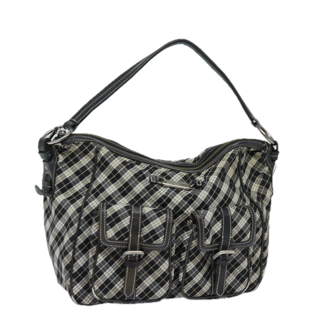 Burberry Nova Check Blue Label Shoulder Bag Canvas Black Auth 81677