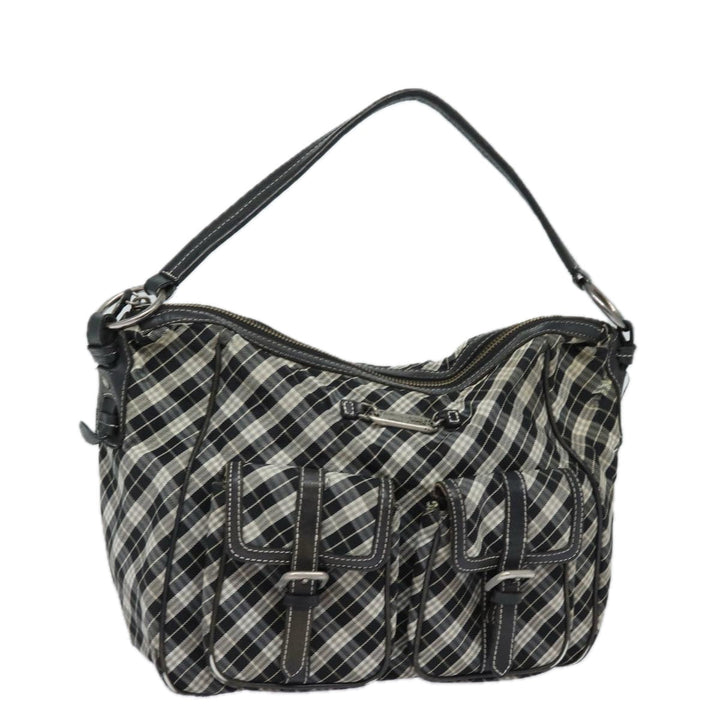 Burberry Nova Check Blue Label Shoulder Bag Canvas Black Auth 81677