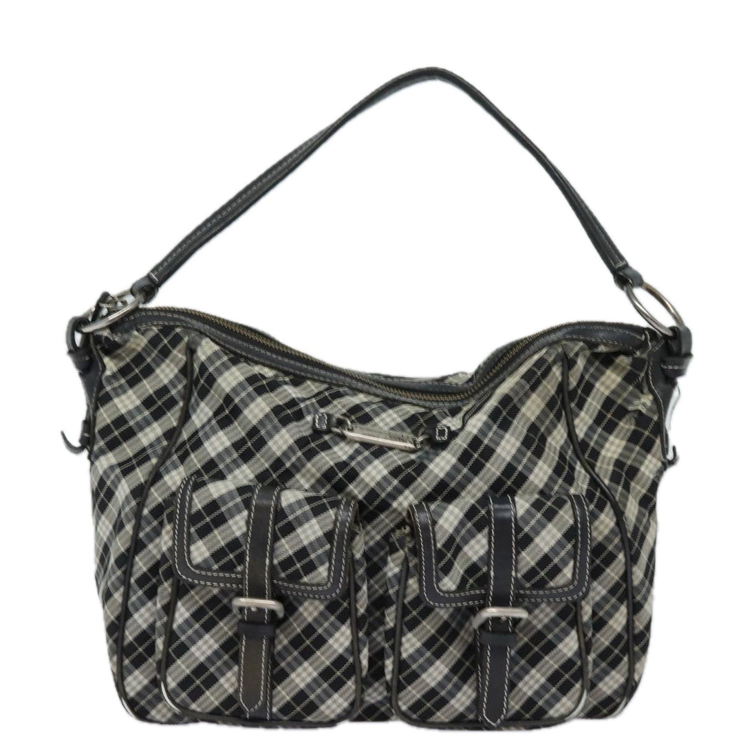 Burberry Nova Check Blue Label Shoulder Bag Canvas Black Auth 81677