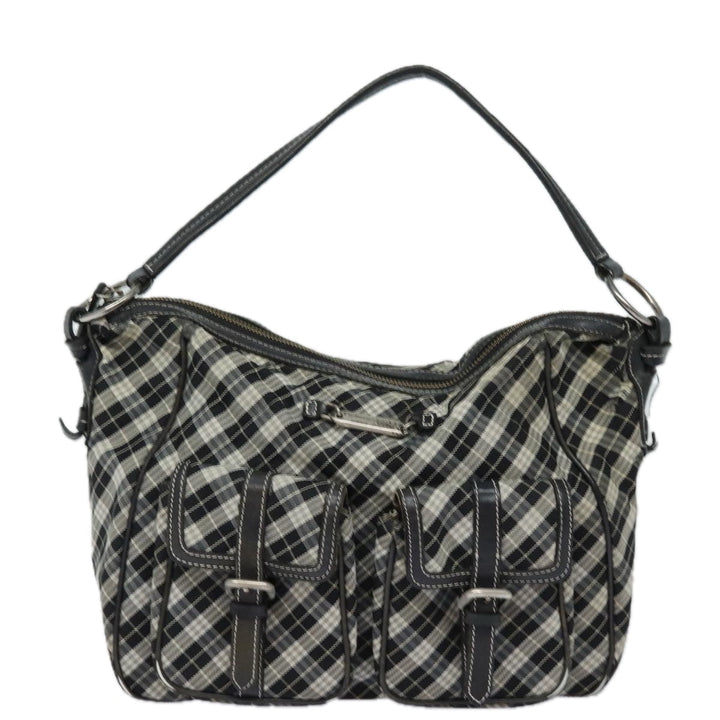 Burberry Nova Check Blue Label Shoulder Bag Canvas Black Auth 81677