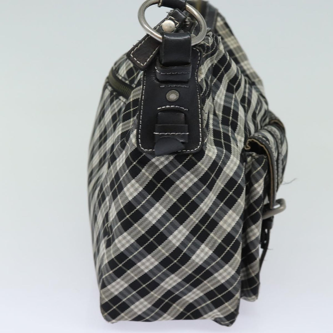 Burberry Nova Check Blue Label Shoulder Bag Canvas Black Auth 81677
