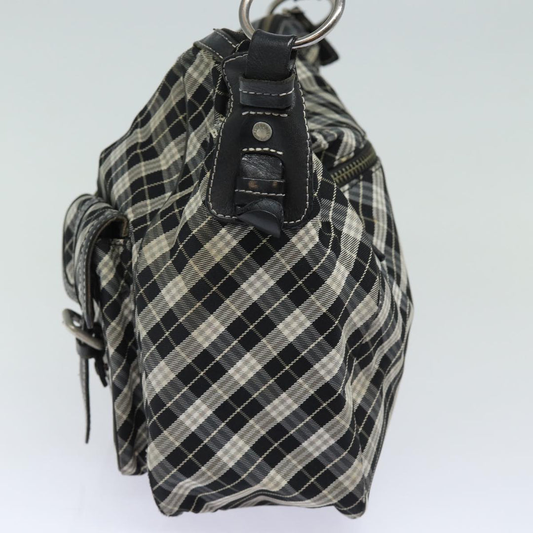 Burberry Nova Check Blue Label Shoulder Bag Canvas Black Auth 81677
