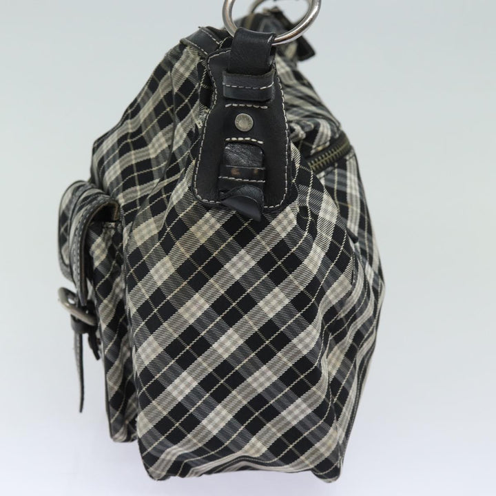 Burberry Nova Check Blue Label Shoulder Bag Canvas Black Auth 81677
