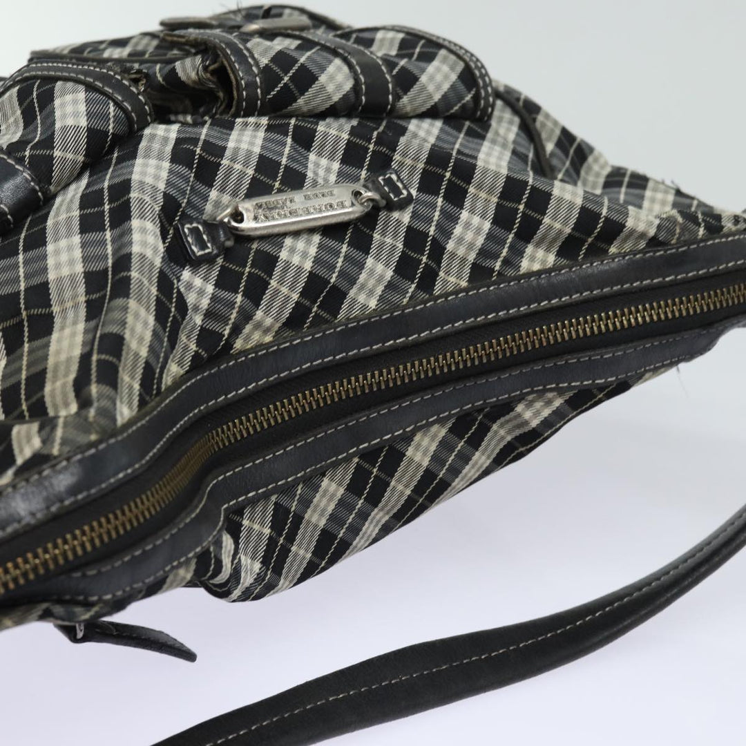 Burberry Nova Check Blue Label Shoulder Bag Canvas Black Auth 81677