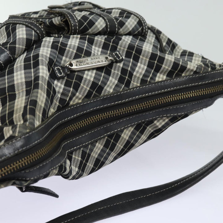 Burberry Nova Check Blue Label Shoulder Bag Canvas Black Auth 81677