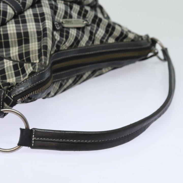 Burberry Nova Check Blue Label Shoulder Bag Canvas Black Auth 81677