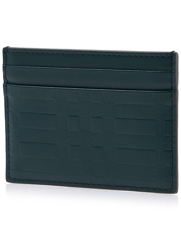 Burberry Embossed Check Card Wallet Green