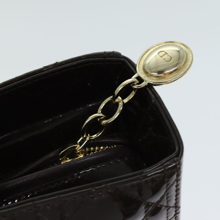 CHRISTIAN Top quality Dior Lady Top quality Dior Canage Hand Bag Patent leather Brown Auth 81759