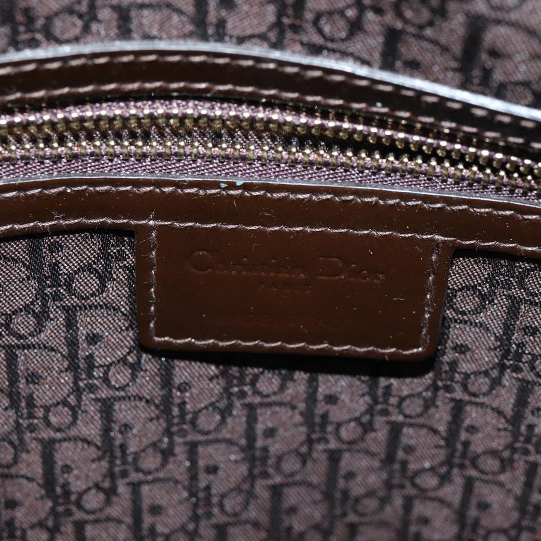 CHRISTIAN Top quality Dior Lady Top quality Dior Canage Hand Bag Patent leather Brown Auth 81759