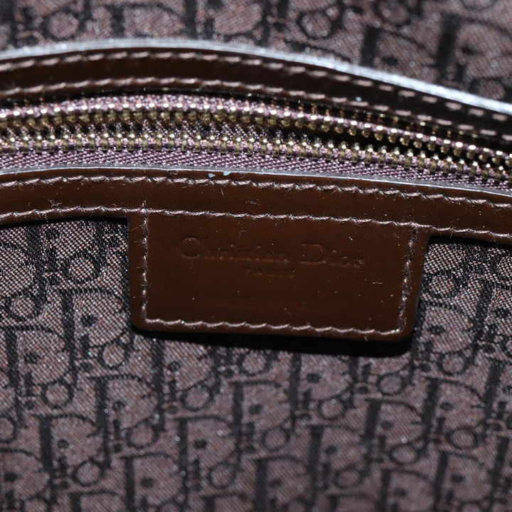 CHRISTIAN Top quality Dior Lady Top quality Dior Canage Hand Bag Patent leather Brown Auth 81759